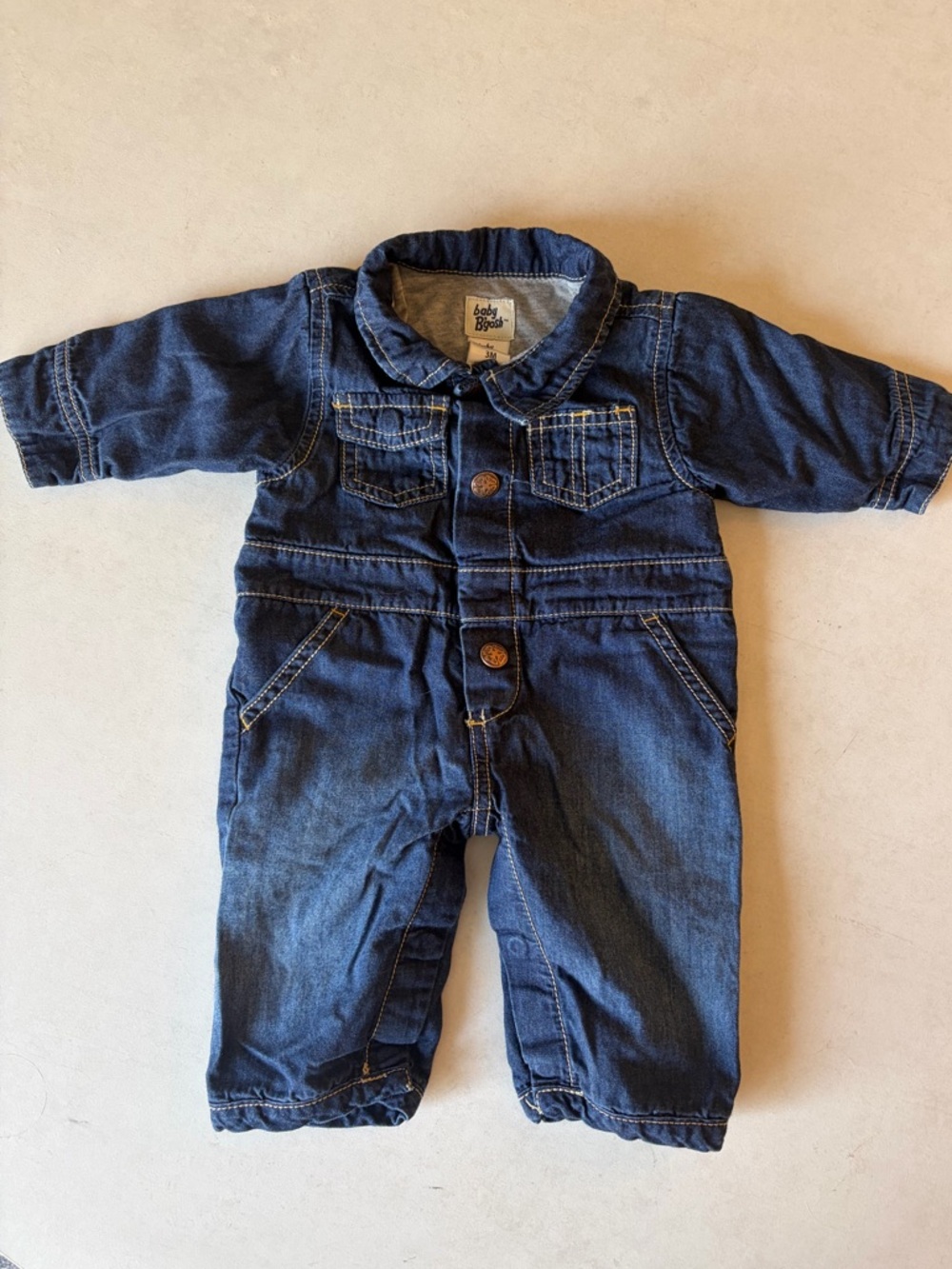 3M Baby B'gosh Denim One-Piece Romper - Dark Blue
